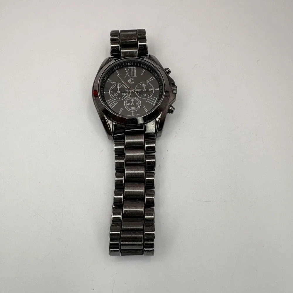 Charming Charlie Watch Black Dial Chronograph Quartz Stainless RY4121GU WORKS‎